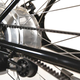 A close-up of the Detroit Bikes DB-E ebike in glossy black's Zehus Bike+ power hub on its back wheel.